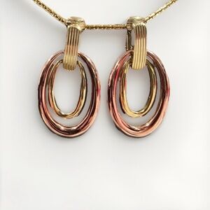 Vintage Gold and Rose Gold Oval Clip-on Earrings